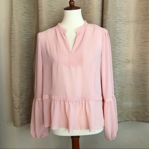 Chelsea28 Pale Pink Peasant Blouse Size Medium - Picture 2 of 5